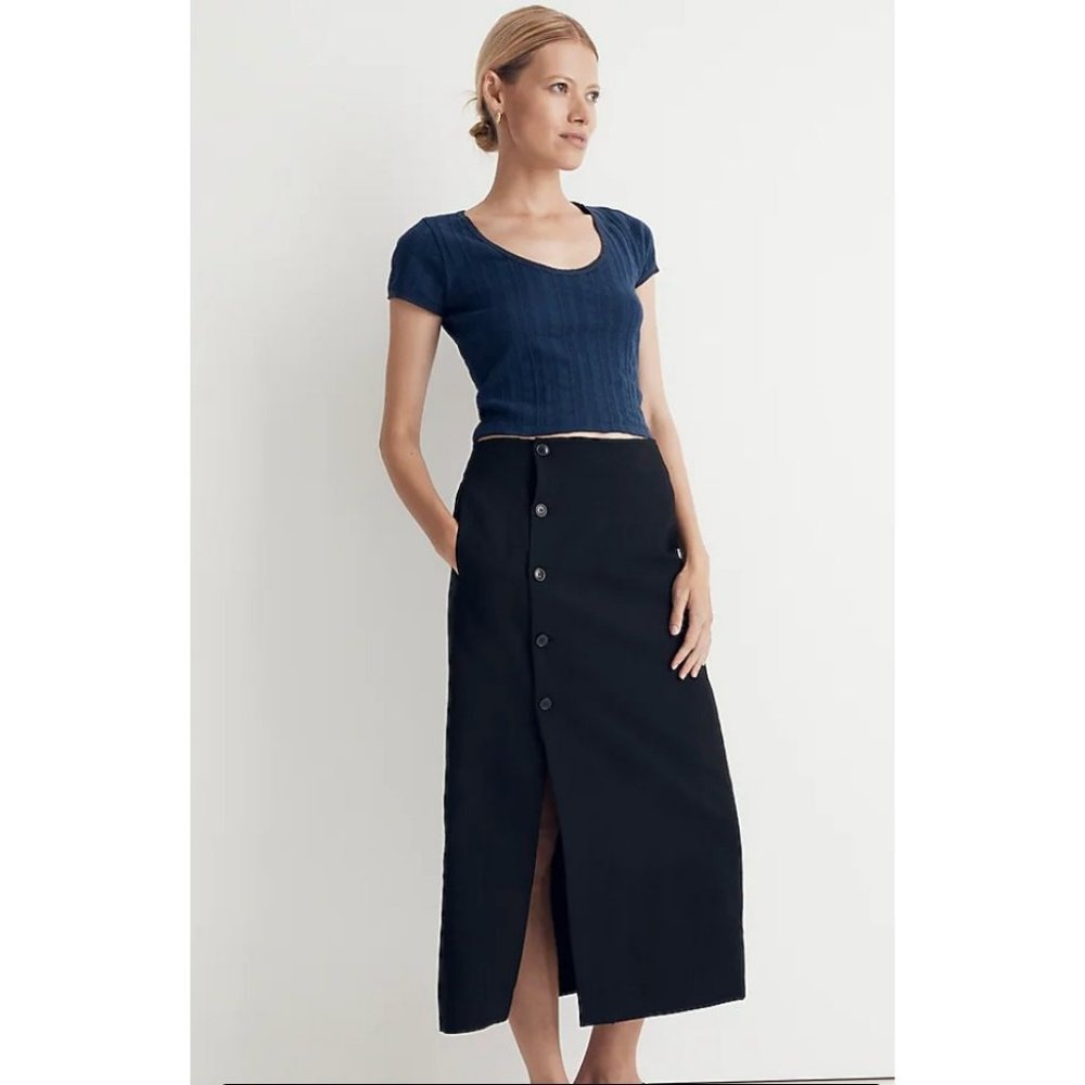Madewell $98 Linen Cotton Blend Wrap Midi Skirt Size 6 NL829